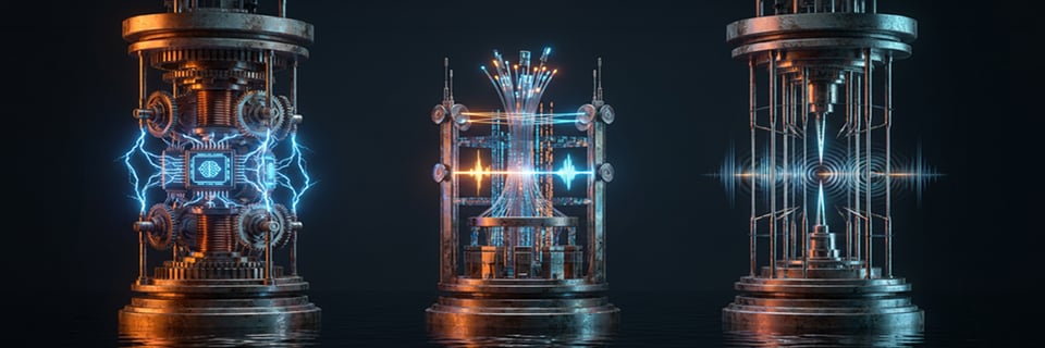Three quantum machines side by side
